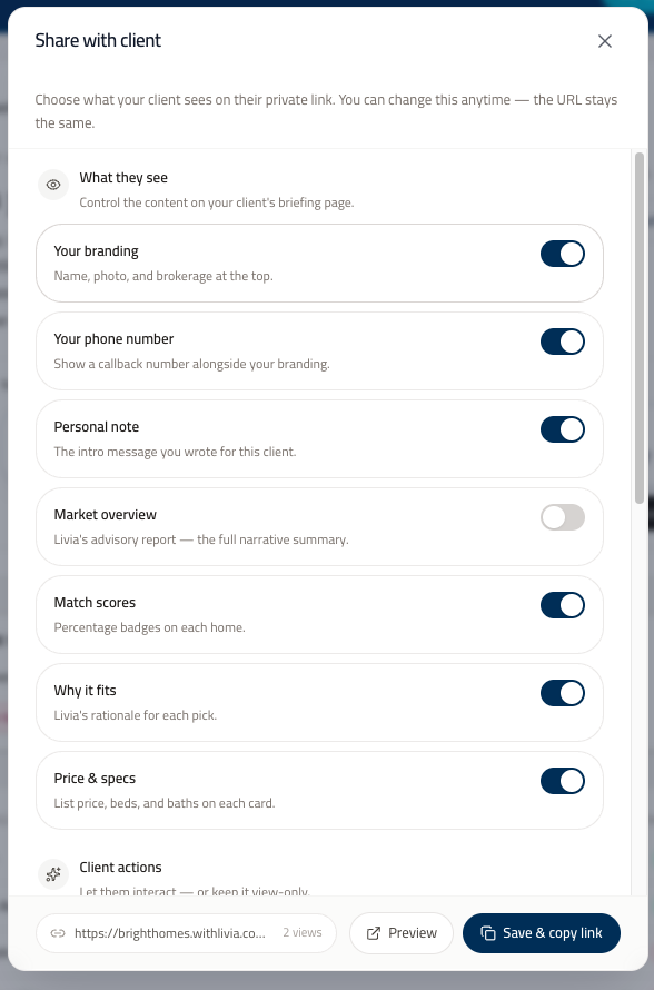 Sharing settings
