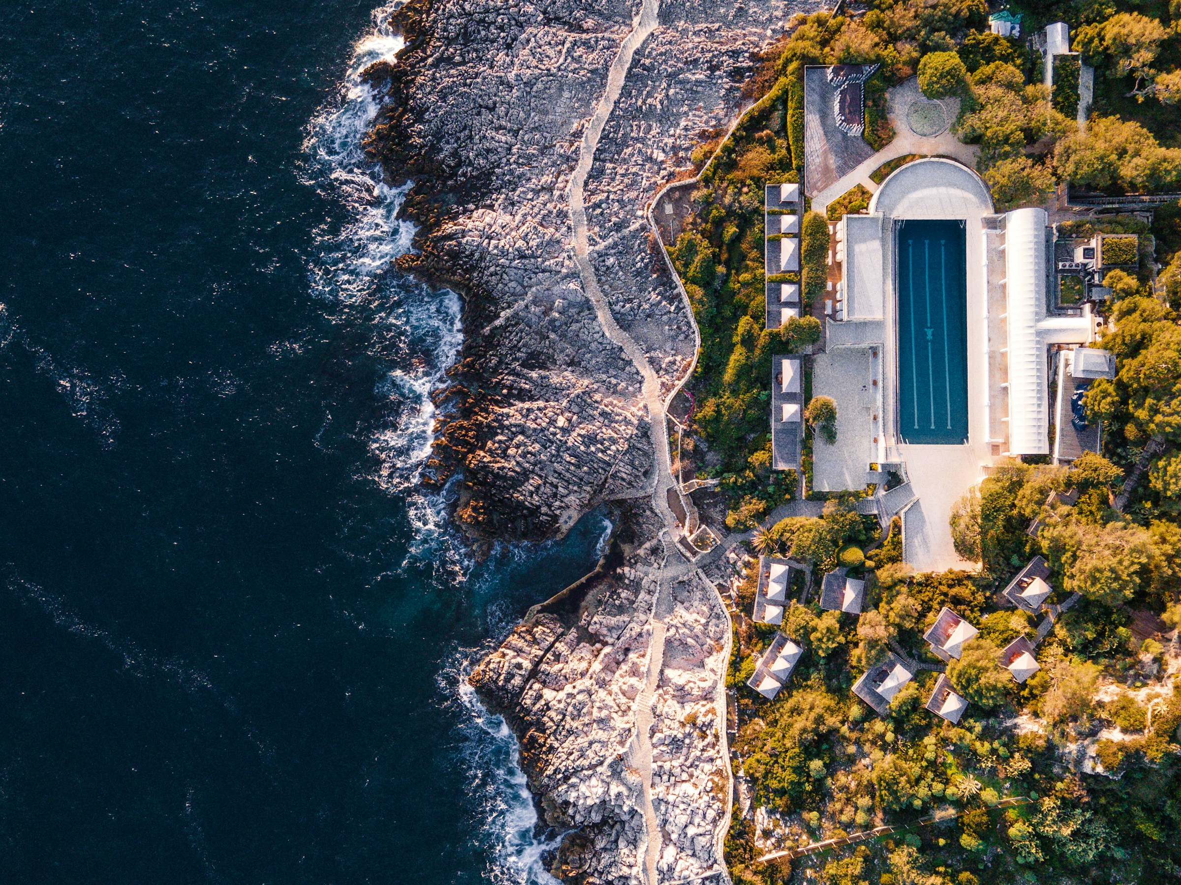 Coastal luxury estate viewed from above