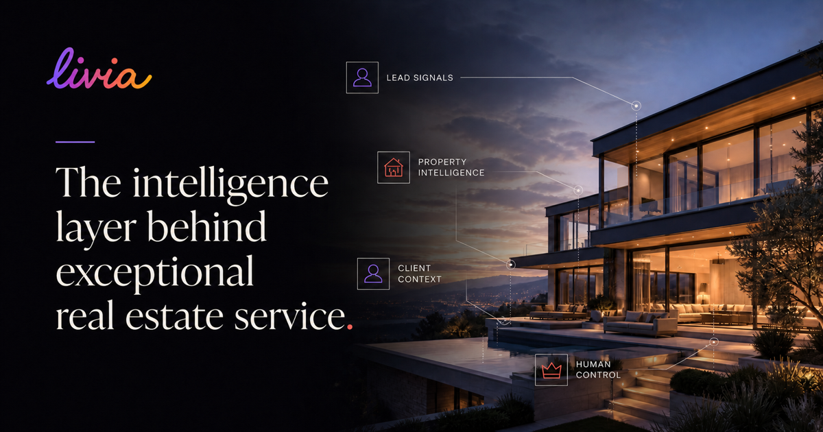 Livia AI visualizing conversation, client, and property intelligence as one connected system